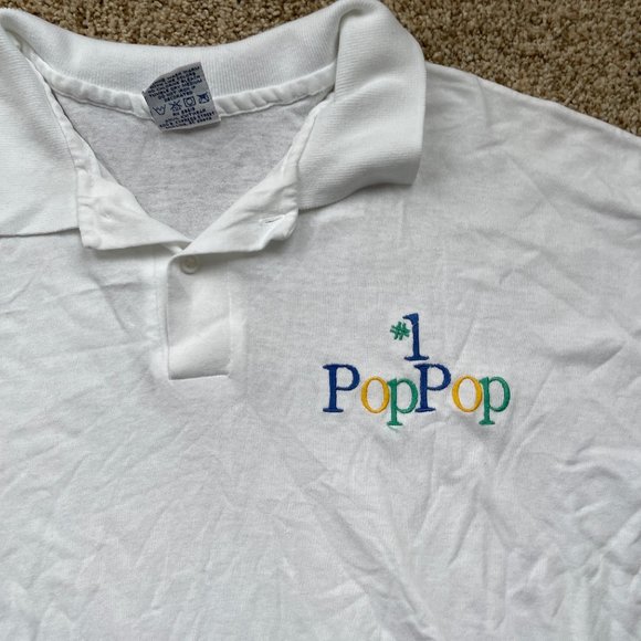 Vintage Anvil Polo Single Stitch Pop Pop Dad Gift Shirt Threadbare Sz Large - Picture 3 of 12